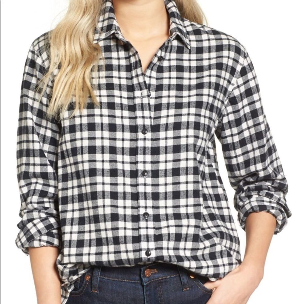 MADEWELL | Oversize Flannel Side Button Shirt